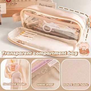 Ins pencil case trong suốt đơn giản dung lượng lớn túi chống thấm nước học sinh hàn quốc hộp lưu trữ văn phòng phẩm cung cấp trường học