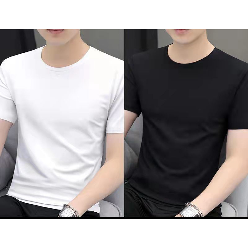 Áo Thun Nam Tay Ngắn Cổ Tròn Màu Trắng plus size