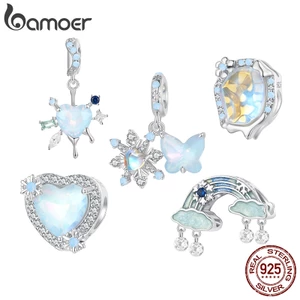 Bamoer Mặt Dây Chuyền Bạc sterling 925 Hình Bướm Và Tuyết Màu Cầu Vồng