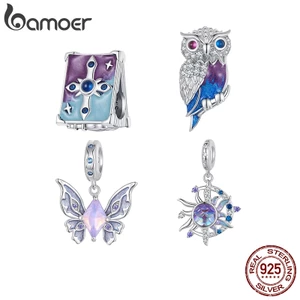 Bamoer Mặt Dây Chuyền Bạc sterling 925 Hình Bướm Mặt Trời Mắt Quỷ Màu Xanh Dương Tím Ma Thuật diy Sưu Tập Thế Giới Ma Thuật BSC935