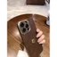 Ốp điện thoại màu nâu Camellia sang trọng có dây buộc cho iphone 16 15 Pro Max 14 Pro Max 13 Pro Max i13 13pro 11ProMax i11 X Xs Max 12Pro 12 Pro Max Vỏ bảo vệ