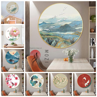 MOZI✨tranh phong cảnh cổ điển 30*30cm tranh tô màu theo số màu sắc theo kích thước Màu theo số tranh số hóa Tranh Sơn Dầu Hình Hoa Sen Dạng Khung Tròn Tự Tô Màu Trang Trí Nội Thất