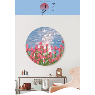 MOZI✨tranh phong cảnh cổ điển 30*30cm tranh tô màu theo số màu sắc theo kích thước Màu theo số tranh số hóa Tranh Sơn Dầu Hình Hoa Sen Dạng Khung Tròn Tự Tô Màu Trang Trí Nội Thất