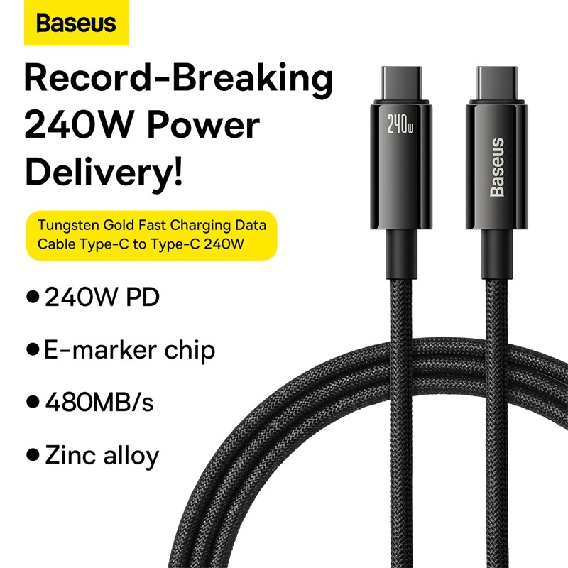 Ảnh Cáp Sạc Baseus  Dây Cáp Sạc Nhanh USB-C Loại C Type C 240w Cho iPp15 pd3.1 Realme Samsung S23 Mac PC 1