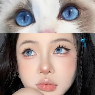 Yi TONG NIAN Kính áp tròng màu xanh cao cấp dành cho nữ mặc hàng ngày, mắt to tự nhiên 1 đôi / 2 miếng