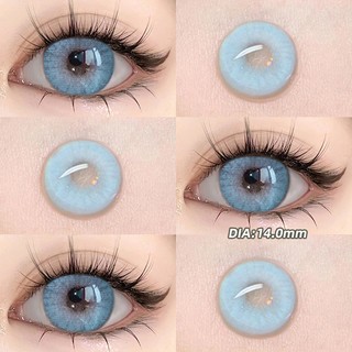 Yi TONG NIAN Kính áp tròng màu xanh cao cấp dành cho nữ mặc hàng ngày, mắt to tự nhiên 1 đôi / 2 miếng