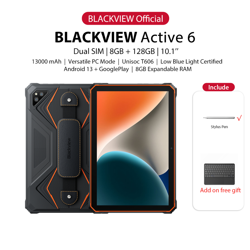 Blackview Active 6 Rugged Android Tablet (10.1'' / 8GB RAM + 128GB ROM ...
