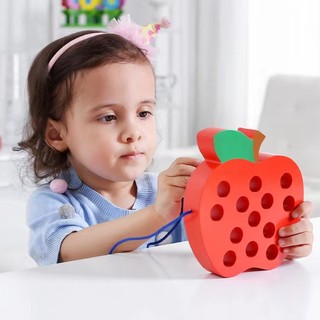 Đồ Chơi Xỏ Chỉ Bằng Gỗ Hình Trái Cây Cho Bé