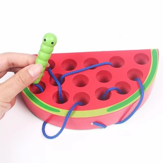 Đồ Chơi Xỏ Chỉ Bằng Gỗ Hình Trái Cây Cho Bé