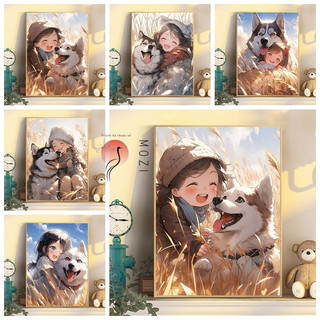 MOZI tranh tô màu theo số 40x50cm nhân vật hoạt hình sơn dầu acrylic trang trí