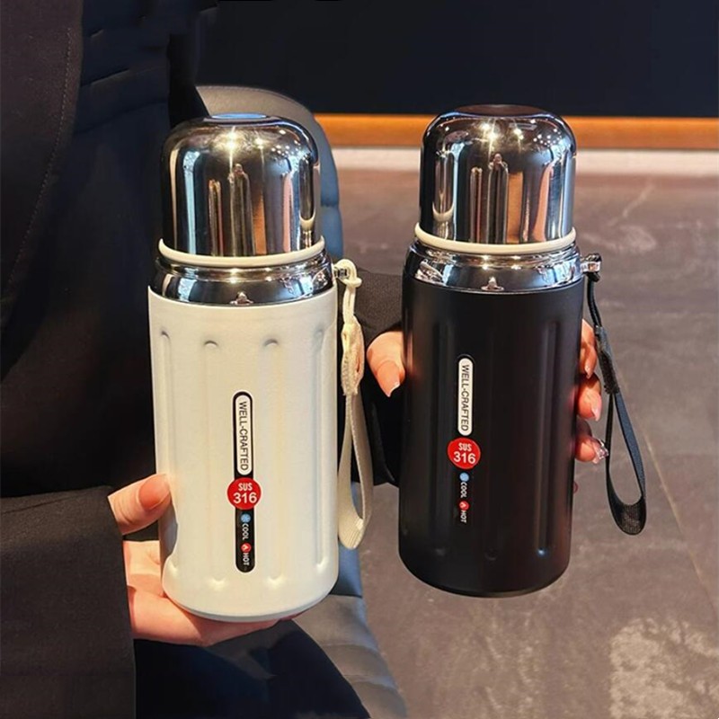 Bình Nước Giữ Nhiệt 600ml / 800ml Bằng Thép Không Gỉ 316 Thiết Kế Nhỏ Gọn Thời Trang