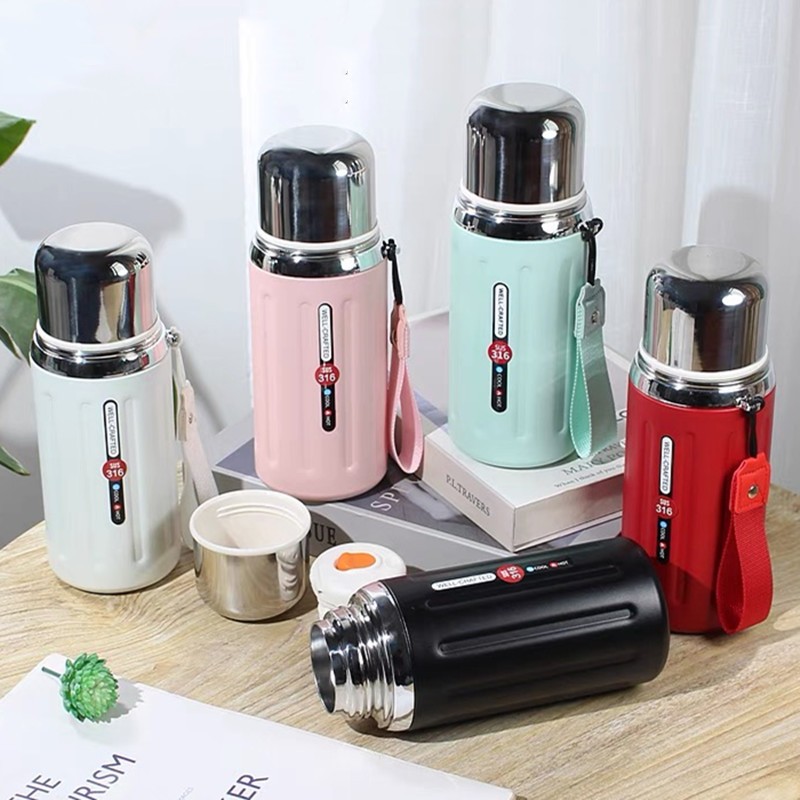 Bình Nước Giữ Nhiệt 600ml / 800ml Bằng Thép Không Gỉ 316 Thiết Kế Nhỏ Gọn Thời Trang
