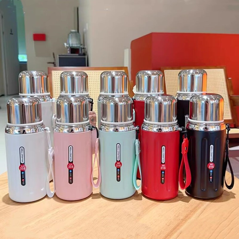 Bình Nước Giữ Nhiệt 600ml / 800ml Bằng Thép Không Gỉ 316 Thiết Kế Nhỏ Gọn Thời Trang