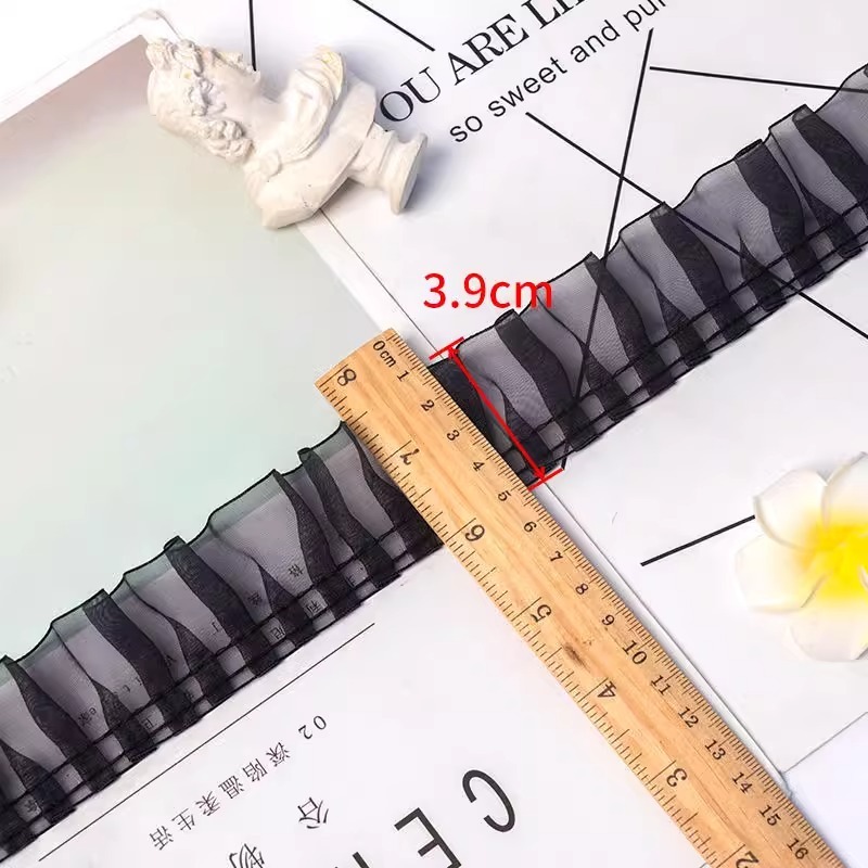 1 Mét Ren Xếp Ly Ren Phụ Kiện DIY Handmade Cho Phong Cách Gothic Quần Áo Nữ TJ7473
