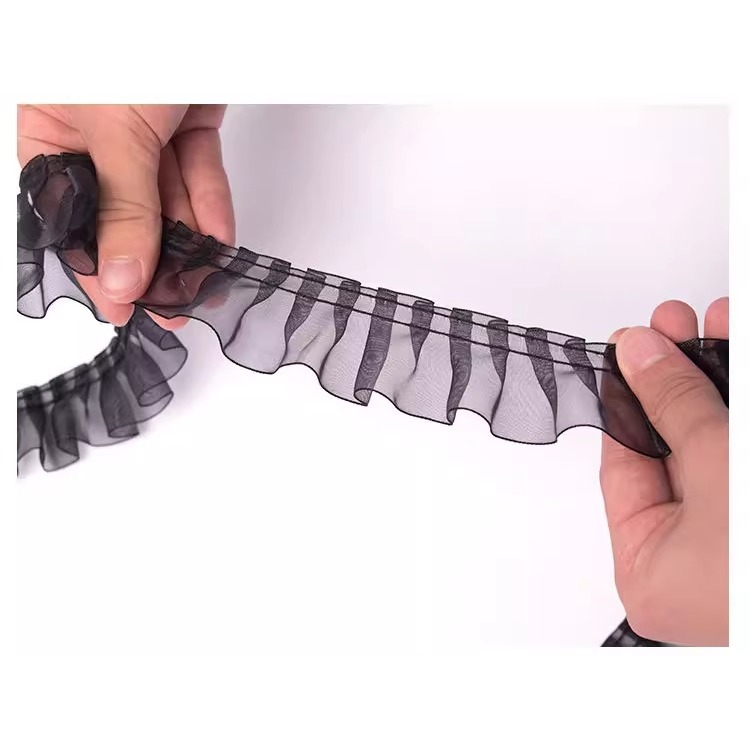 1 Mét Ren Xếp Ly Ren Phụ Kiện DIY Handmade Cho Phong Cách Gothic Quần Áo Nữ TJ7473