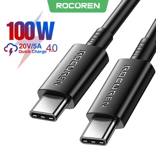 Cáp Rocoren PD 100W USB Type C sang Type C USBC PD 60W Dây Sạc Nhanh USB-C 5A TypeC Cho iPhone Cáp Dữ Liệu Xiaomi