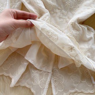 Áo Sơ Mi Nữ Tay Dài Phồng Cổ Chữ v Thêu Hoa Phong Cách Hàn Quốc baju baju wanita Lenan panjang Hàng Mới Có Sẵn