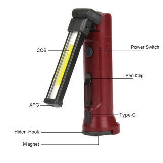 Đèn led Làm Việc Sạc Được 5 Chế Độ 360 Độ Với Đế Nam Châm° Đèn Pin Cảnh Báo Siêu Sáng Có Thể Điều Chỉnh Dùng Khi Đi Cắm Trại / Sửa Chữa Xe Hơi