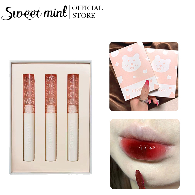 Set 3 Son Bóng Cappuvini Tạo Hiệu Ứng Gương Dễ Thương Lâu Trôi Dưỡng Ẩm