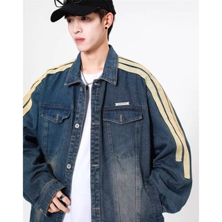 GKSSS  Áo Khoác denim Tay Dài Dáng Rộng Phong Cách retro Mỹ Thời Trang Xuân Thu Hàng Mới Dành Cho Nam Nữ