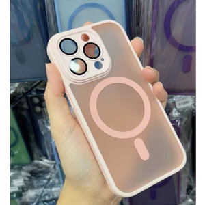Mới Ốp Điện Thoại Màu Hồng Đục Từ Tính Chống Sốc Toàn Diện Cho iphone 15 14 13 12 11 pro max 14plus