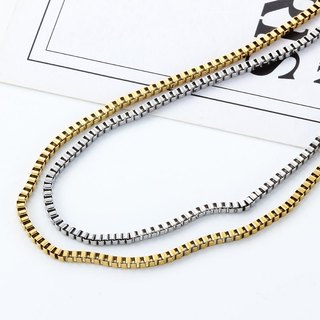 18K Mạ Vàng Hộp Dây Xích 2.5 Mm Thép Không Gỉ Vòng Cổ Cho DIY Trang Sức Phát Hiện Làm Nam Nữ Vòng Tay Liên Kết Dây Xích Phụ Kiện