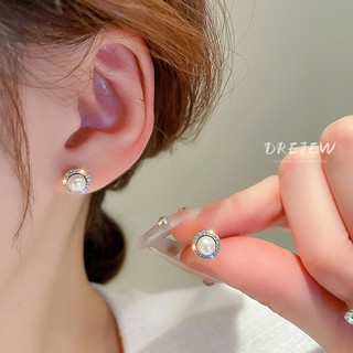 DREJEW Bông Tai Mạ Bạc 925 Đính Ngọc Trai Tròn zircon Phong Cách Pháp Thời Trang Cao Cấp Không Gây Dị Ứng