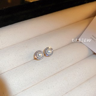 DREJEW Bông Tai Mạ Bạc 925 Đính Ngọc Trai Tròn zircon Phong Cách Pháp Thời Trang Cao Cấp Không Gây Dị Ứng