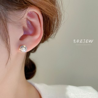 DREJEW Bông Tai Mạ Bạc 925 Đính Ngọc Trai Tròn zircon Phong Cách Pháp Thời Trang Cao Cấp Không Gây Dị Ứng