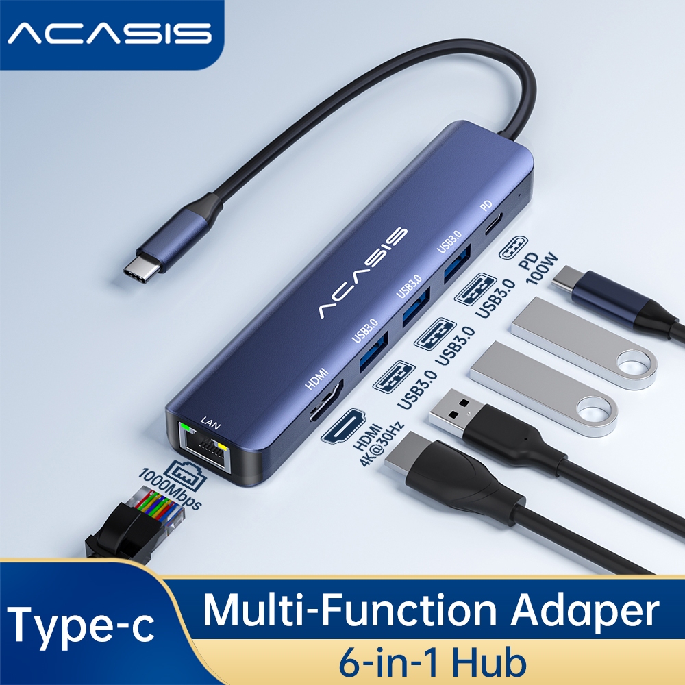 Bộ chuyển đổi đa cổng ACASIS 6 trong 1 Type-c Bộ chuyển đổi đa cổng ...