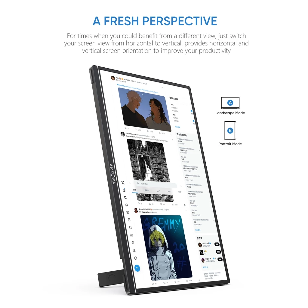 Màn hình di động, Màn hình máy tính xách tay cầm tay ARZOPA 14 "A1S FHD 1080P Màn hình bên ngoài với loa kép thứ hai cho máy tính xách tay Điện thoại PC Xbox PS4 / 5 Switch