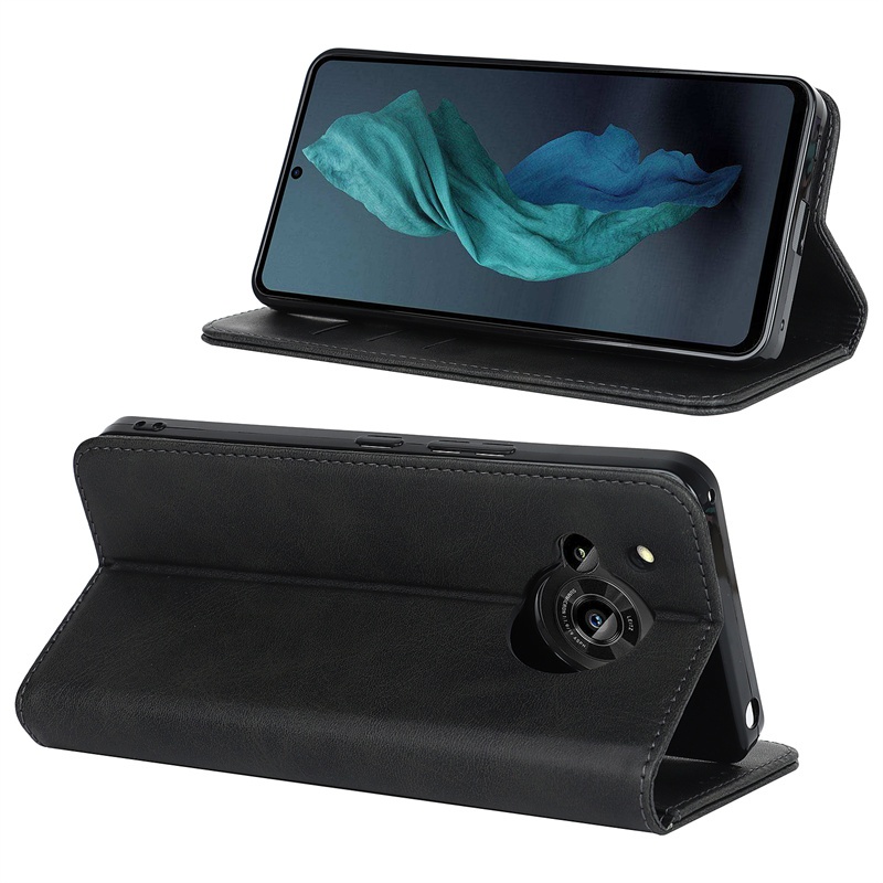 Ốp Da Cao Cấp Cho Sharp AQUOS R7 Flip Stand Điện Thoại Da Ví Bao Đựng Thẻ