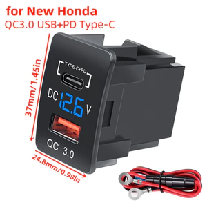 Tẩu Sạc Nhanh QC3.0 USB PD Type-C 25x37mm Cho Xe Hơi Honda Civic City HR-V Fit CR-V Odyssey