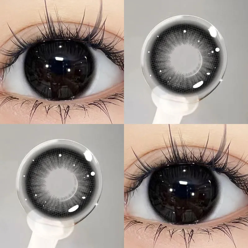 Set (2 chiếc) Kính Áp tròng MCK1 UYAAI màu đen Độ giãn tròng 14.0/14.2/14.5mm, Độ cận 0.00-4.00 Độ