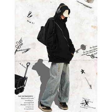 Mới Áo hoodie Màu Trơn Dáng Rộng áo hoodie form rộng Phối Khóa Kéo Thời Trang áo hoodie có dây kéo retro Mỹ áo hoodie bigsize Nam Nữ