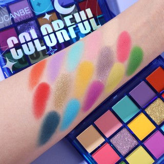 Bảng phấn mắt đầy màu sắc UCANBE, 15 màu sắc rực rỡ Sáng lung linh Matte Metal Neon Eye Makeup Pallet, Rainbow Green Hồng Tím Cam Xanh