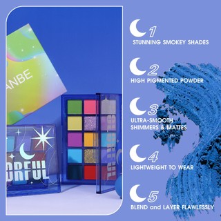 Bảng phấn mắt đầy màu sắc UCANBE, 15 màu sắc rực rỡ Sáng lung linh Matte Metal Neon Eye Makeup Pallet, Rainbow Green Hồng Tím Cam Xanh