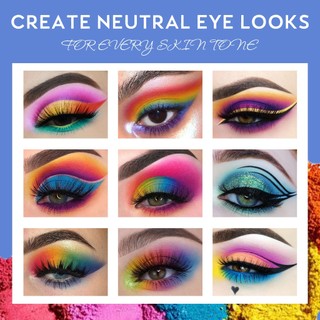 Bảng phấn mắt đầy màu sắc UCANBE, 15 màu sắc rực rỡ Sáng lung linh Matte Metal Neon Eye Makeup Pallet, Rainbow Green Hồng Tím Cam Xanh