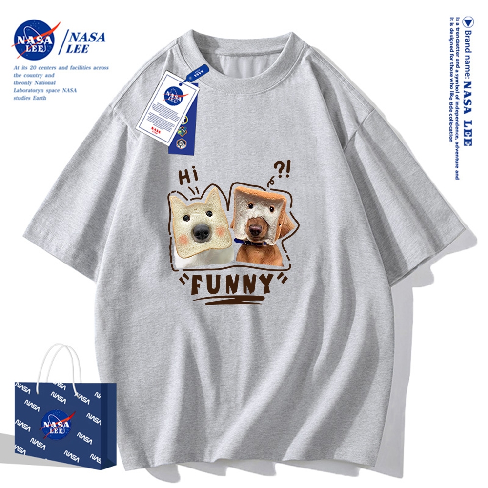 Nasa Áo Thun Khớp Ngắn Tay Nam Nữ Xu Hướng Hè 2023 Phong Cách Mới Rời Cặp Đôi Nửa Tay áo thun nam nữ