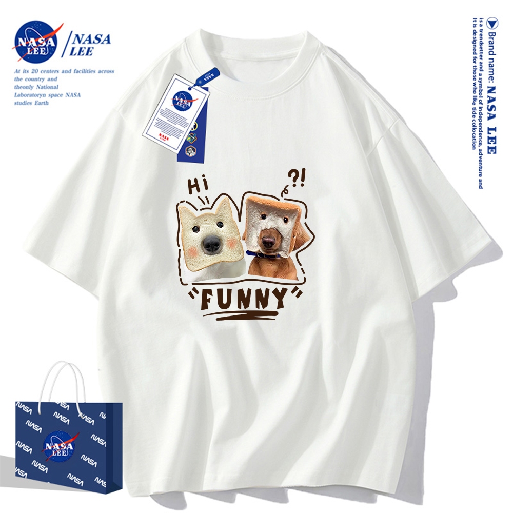 Nasa Áo Thun Khớp Ngắn Tay Nam Nữ Xu Hướng Hè 2023 Phong Cách Mới Rời Cặp Đôi Nửa Tay áo thun nam nữ