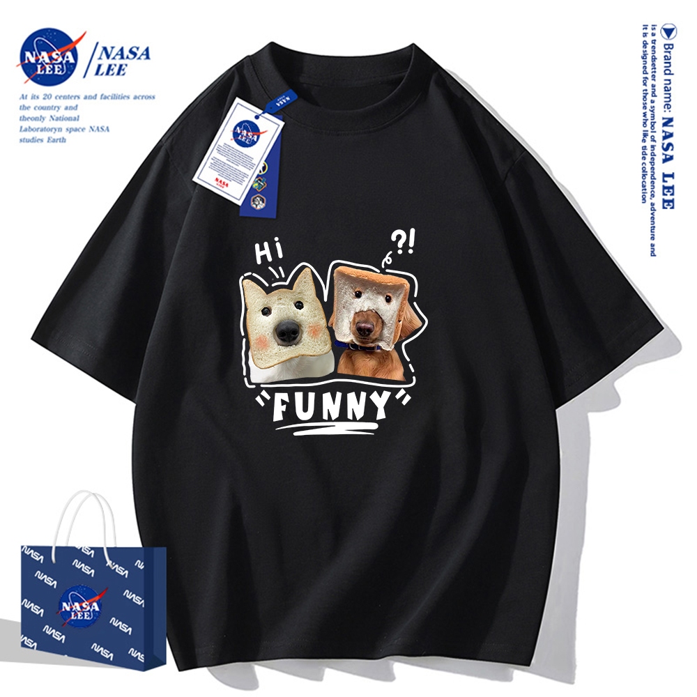 Nasa Áo Thun Khớp Ngắn Tay Nam Nữ Xu Hướng Hè 2023 Phong Cách Mới Rời Cặp Đôi Nửa Tay áo thun nam nữ