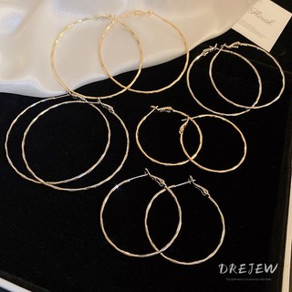 DREJEW Bông Tai Mạ Bạc 925 Hình Tròn Lấp Lánh Phong Cách Âu Mỹ Đơn Giản Thời Trang Cho Nữ