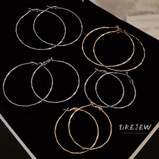 DREJEW Bông Tai Mạ Bạc 925 Hình Tròn Lấp Lánh Phong Cách Âu Mỹ Đơn Giản Thời Trang Cho Nữ