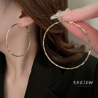 DREJEW Bông Tai Mạ Bạc 925 Hình Tròn Lấp Lánh Phong Cách Âu Mỹ Đơn Giản Thời Trang Cho Nữ