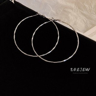 DREJEW Bông Tai Mạ Bạc 925 Hình Tròn Lấp Lánh Phong Cách Âu Mỹ Đơn Giản Thời Trang Cho Nữ
