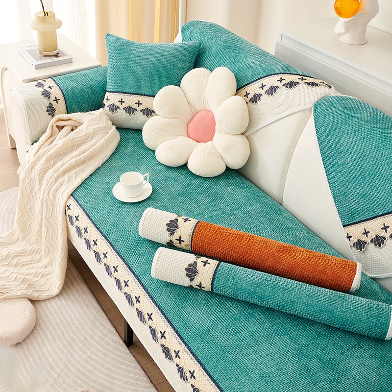 Đệm Lót Ghế sofa Chữ l Phối Ren Nhẹ Nhàng Chống Trượt Ốp