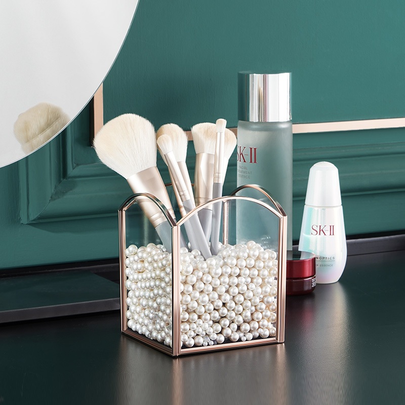 Casegrace Hộp Đựng Đồ Trang Điểm Nắp Lật Mặt Kính Hai Mặt Chống Bụi