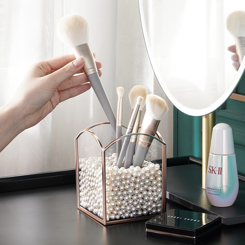 Casegrace Hộp Đựng Đồ Trang Điểm Nắp Lật Mặt Kính Hai Mặt Chống Bụi