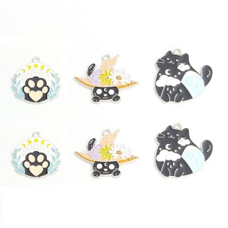 Set 10 Mặt Vòng cổ Hợp Kim Hình Mèo Đen Sáng Tạo diy