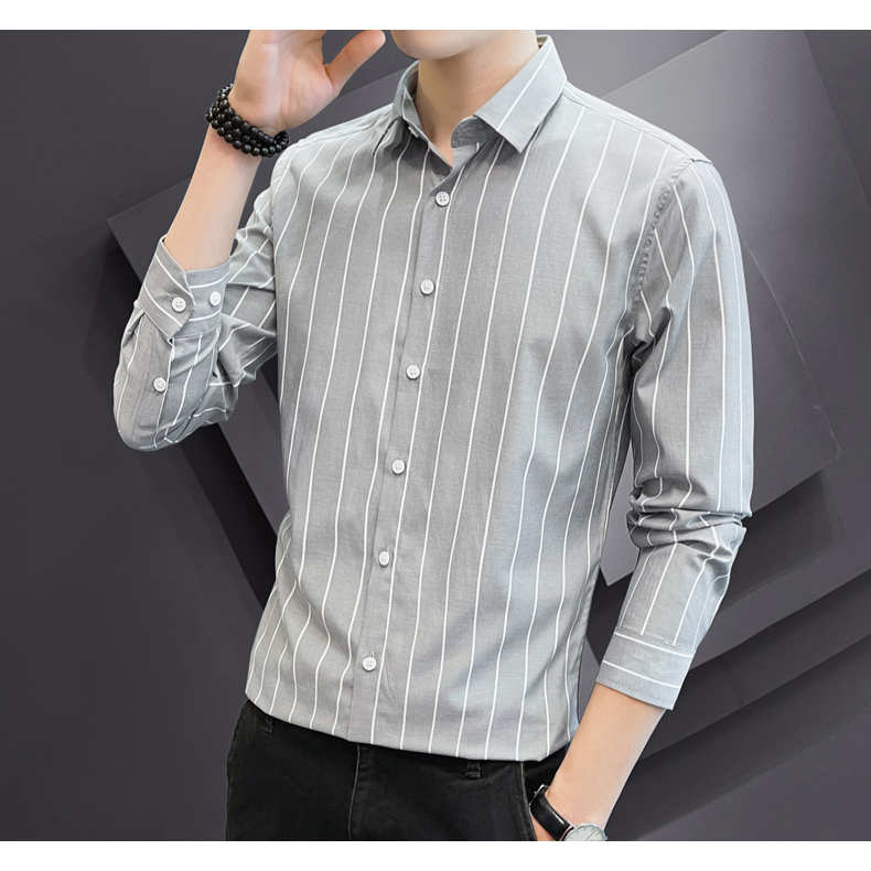 Mới Áo Sơ Mi Nam Dài Tay Sọc Dọc Thời Trang Công Sở